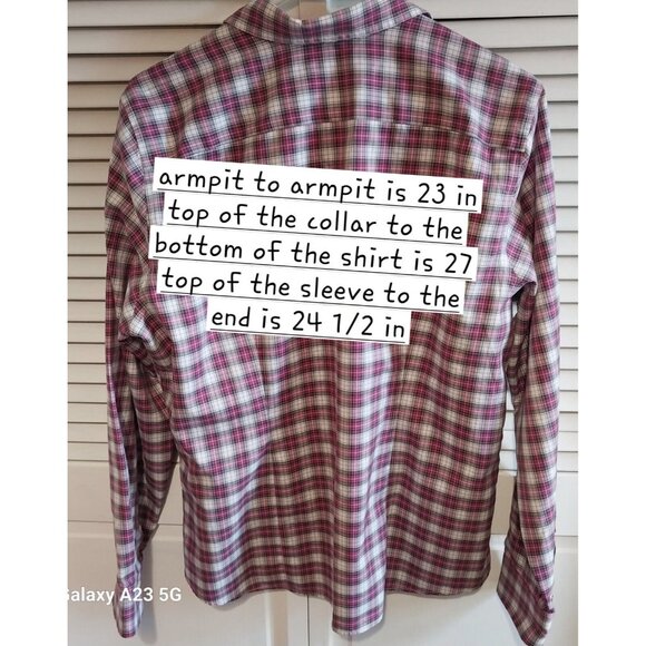 Lands End Womens Pink Plaid Long Sleeve Button-Up Shirt Size 16 Cotton No Iron - Picture 4 of 7